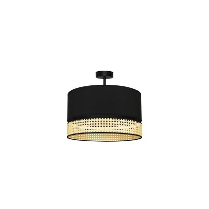 Duolla - Bevestigde hanglamp DOUBLE RATTAN 1xE27/15W/230V diameter 40 cm zwart/beige