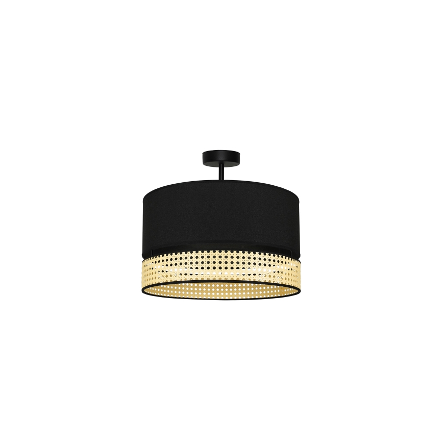 Duolla - Bevestigde hanglamp DOUBLE RATTAN 1xE27/15W/230V diameter 40 cm zwart/beige