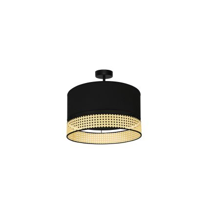 Duolla - Bevestigde hanglamp DOUBLE RATTAN 1xE27/15W/230V diameter 40 cm zwart/beige