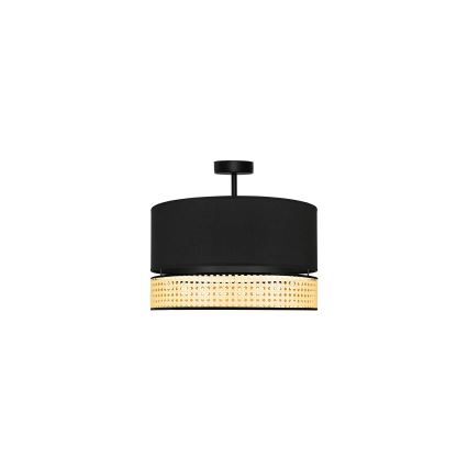 Duolla - Bevestigde hanglamp DOUBLE RATTAN 1xE27/15W/230V diameter 40 cm zwart/beige