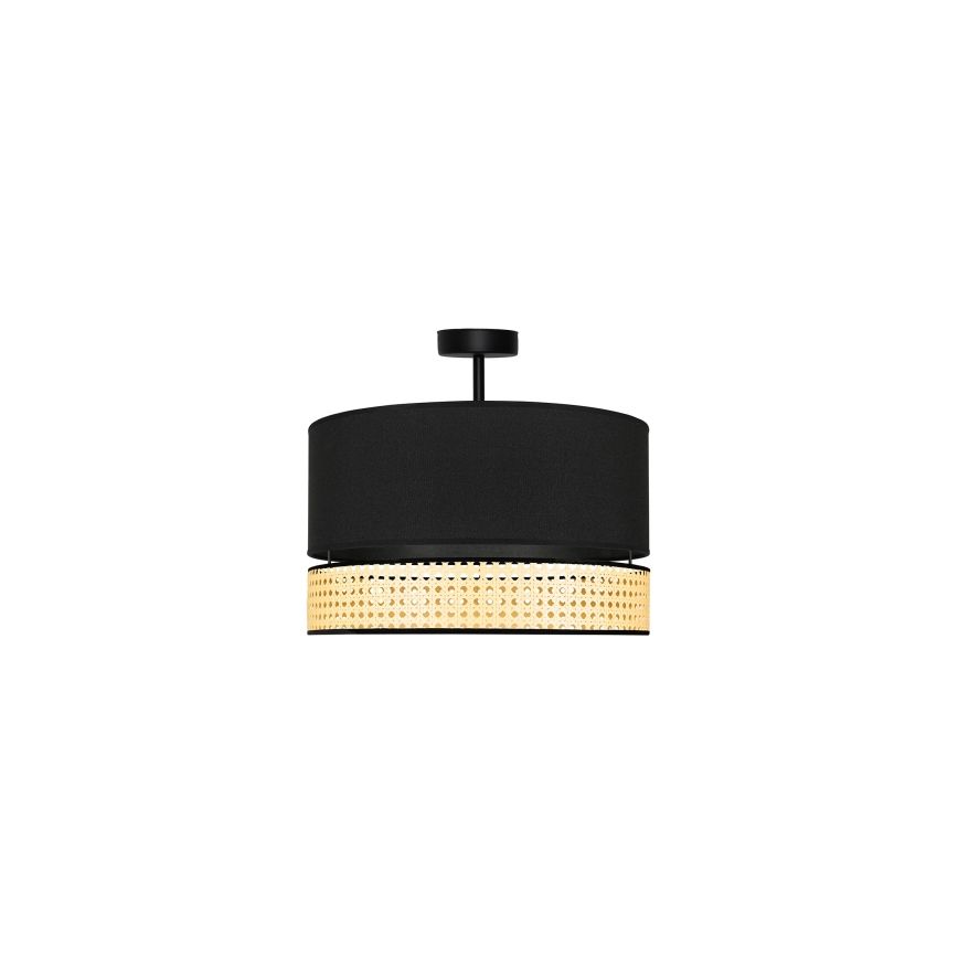 Duolla - Bevestigde hanglamp DOUBLE RATTAN 1xE27/15W/230V diameter 40 cm zwart/beige