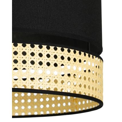 Duolla - Bevestigde hanglamp DOUBLE RATTAN 1xE27/15W/230V diameter 40 cm zwart/beige