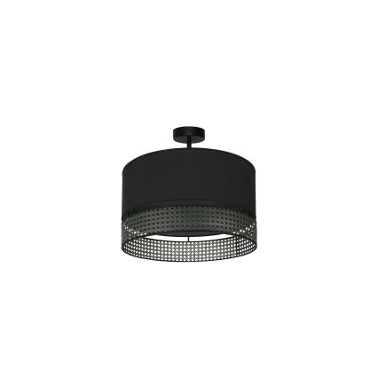 Duolla - Bevestigde hanglamp DOUBLE RATTAN 1xE27/15W/230V diameter 40 cm zwart