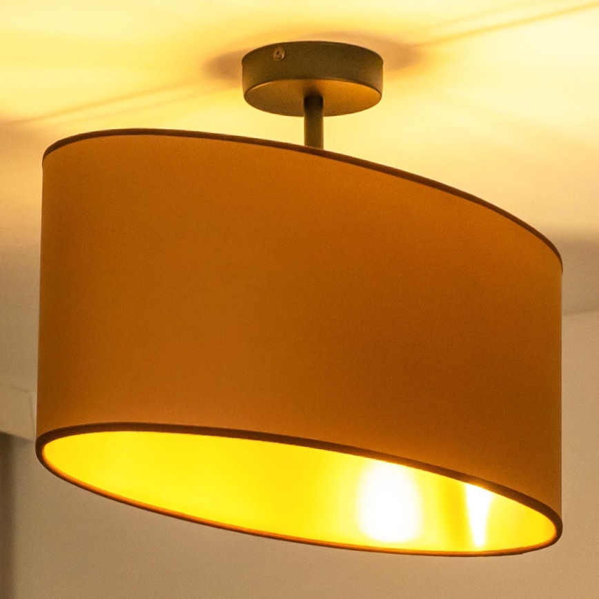 Duolla - Bevestigde hanglamp OVAL VEGAN 1xE27/15W/230V bruin