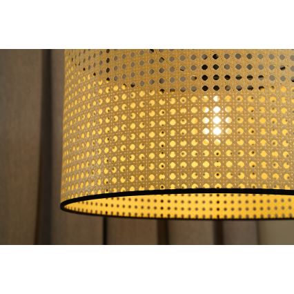 Duolla - Bevestigde hanglamp ROLLER RATTAN 1xE27/15W/230V diameter 45 cm beige/zwart
