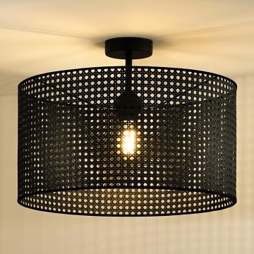 Duolla - Bevestigde hanglamp ROLLER RATTAN 1xE27/15W/230V diameter 45 cm zwart