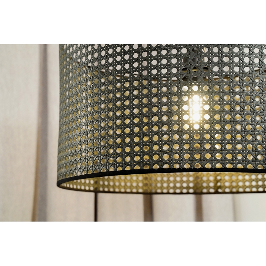Duolla - Bevestigde hanglamp ROLLER RATTAN 1xE27/15W/230V diameter 45 cm zwart