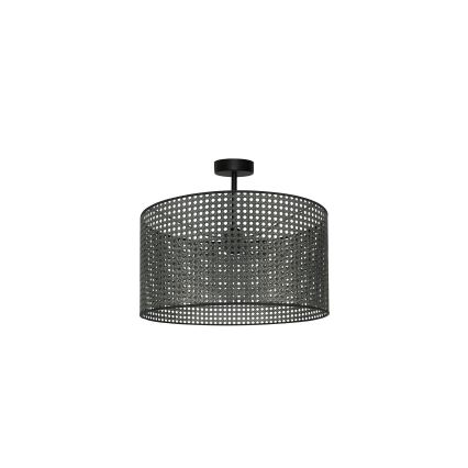 Duolla - Bevestigde hanglamp ROLLER RATTAN 1xE27/15W/230V diameter 45 cm zwart