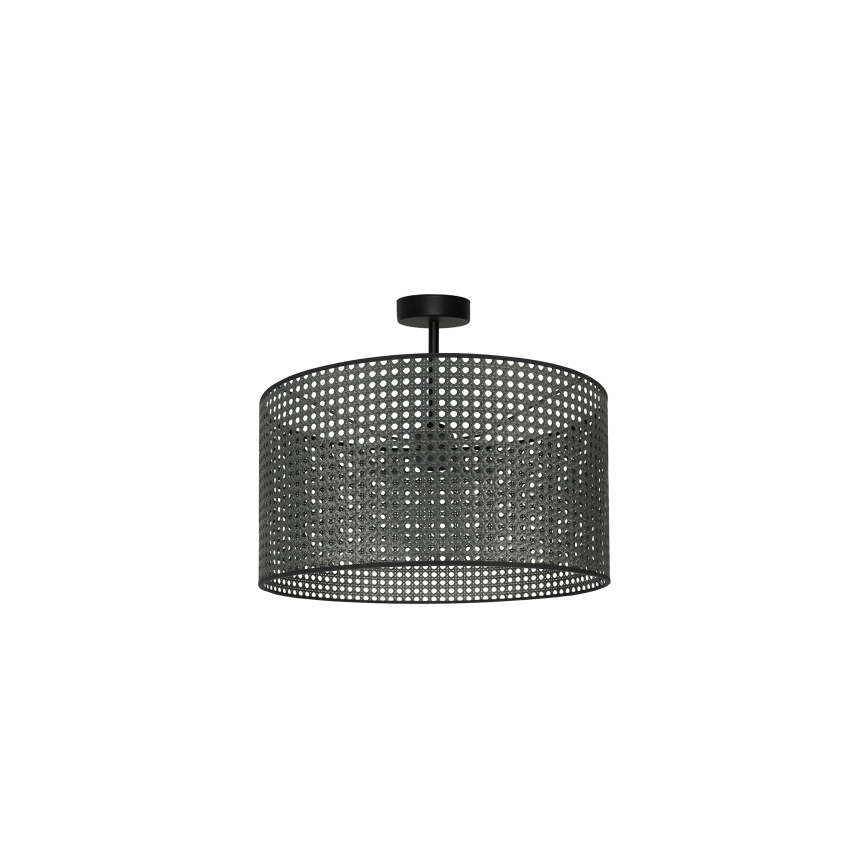Duolla - Bevestigde hanglamp ROLLER RATTAN 1xE27/15W/230V diameter 45 cm zwart