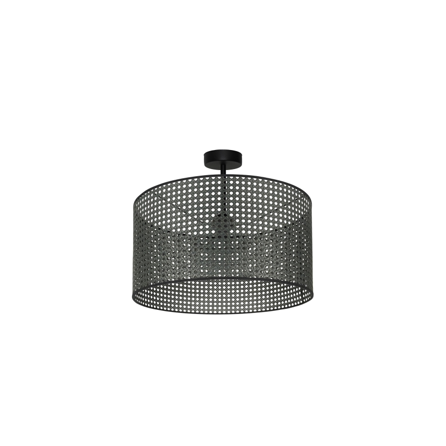 Duolla - Bevestigde hanglamp ROLLER RATTAN 1xE27/15W/230V diameter 45 cm zwart