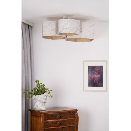 Duolla - Bevestigde hanglamp ROLLER TRIO HEX 3xE27/15W/230V wit/goud