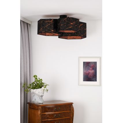 Duolla - Bevestigde hanglamp ROLLER TRIO HEX 3xE27/15W/230V zwart/koper