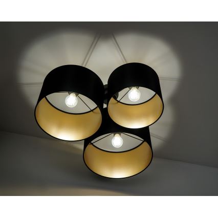 Duolla - Bevestigde hanglamp ROLLER TRIO SHINY 3xE27/15W/230V zwart/goud