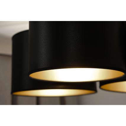 Duolla - Bevestigde hanglamp ROLLER TRIO SHINY 3xE27/15W/230V zwart/goud