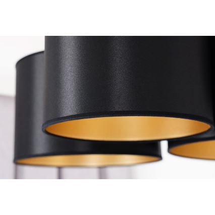 Duolla - Bevestigde hanglamp ROLLER TRIO SHINY 3xE27/15W/230V zwart/goud