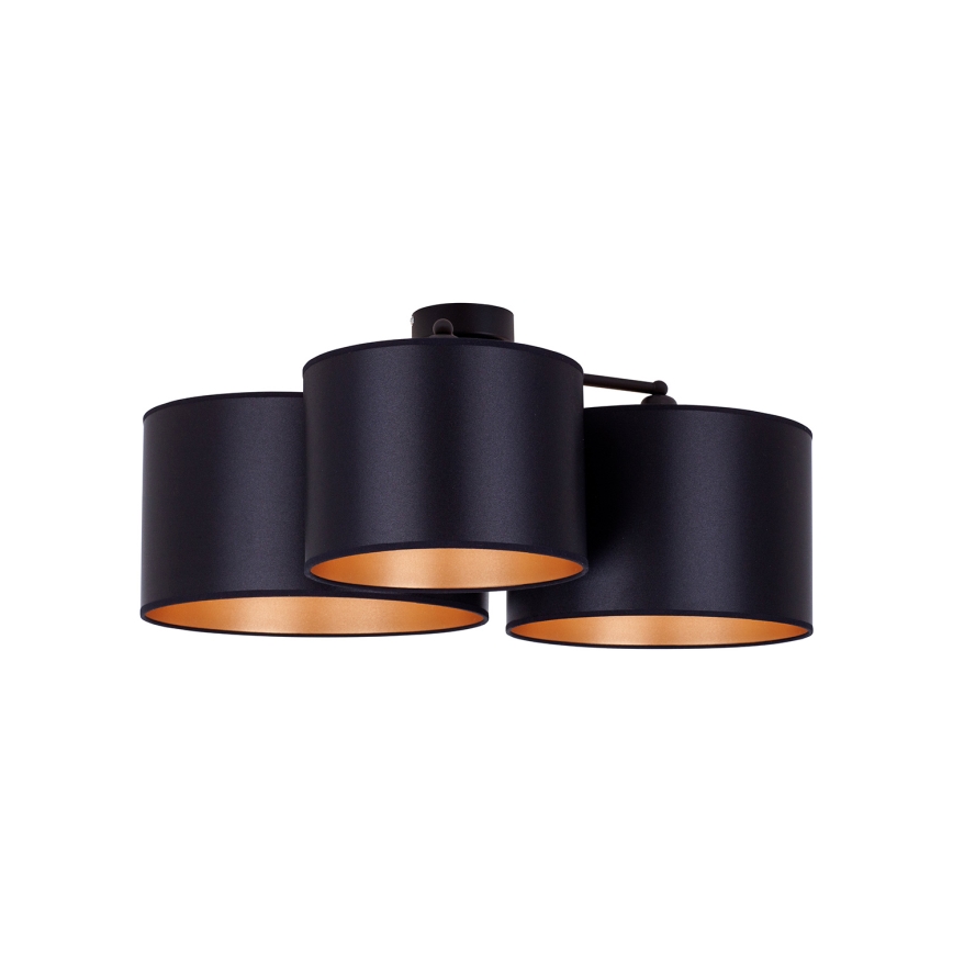 Duolla - Bevestigde hanglamp ROLLER TRIO SHINY 3xE27/15W/230V zwart/goud