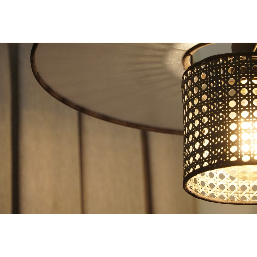 Duolla - Bevestigde hanglamp TOKYO RATTAN 1xE27/15W/230V diameter 50 cm zwart/zilver