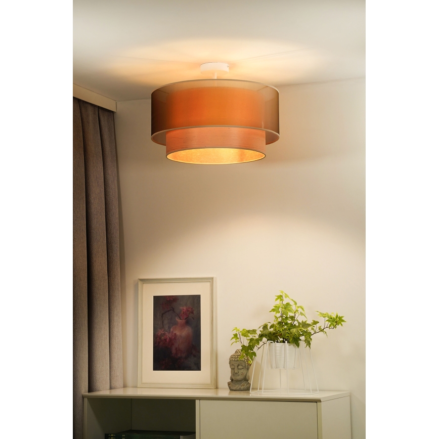Duolla - Bevestigde hanglamp WOOD BOHO 1xE27/15W/230V diameter 45 cm koper/beige
