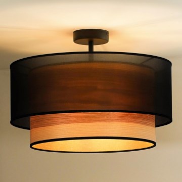 Duolla - Bevestigde hanglamp WOOD BOHO 1xE27/15W/230V diameter 45 cm zwart/beige