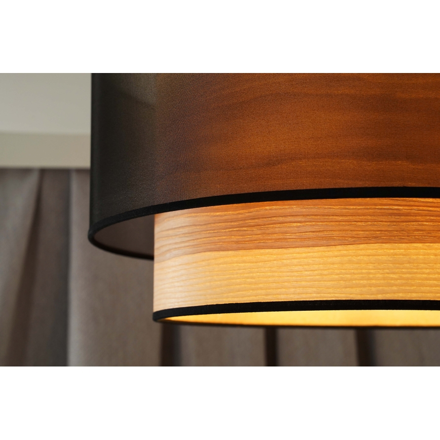 Duolla - Bevestigde hanglamp WOOD BOHO 1xE27/15W/230V diameter 45 cm zwart/beige