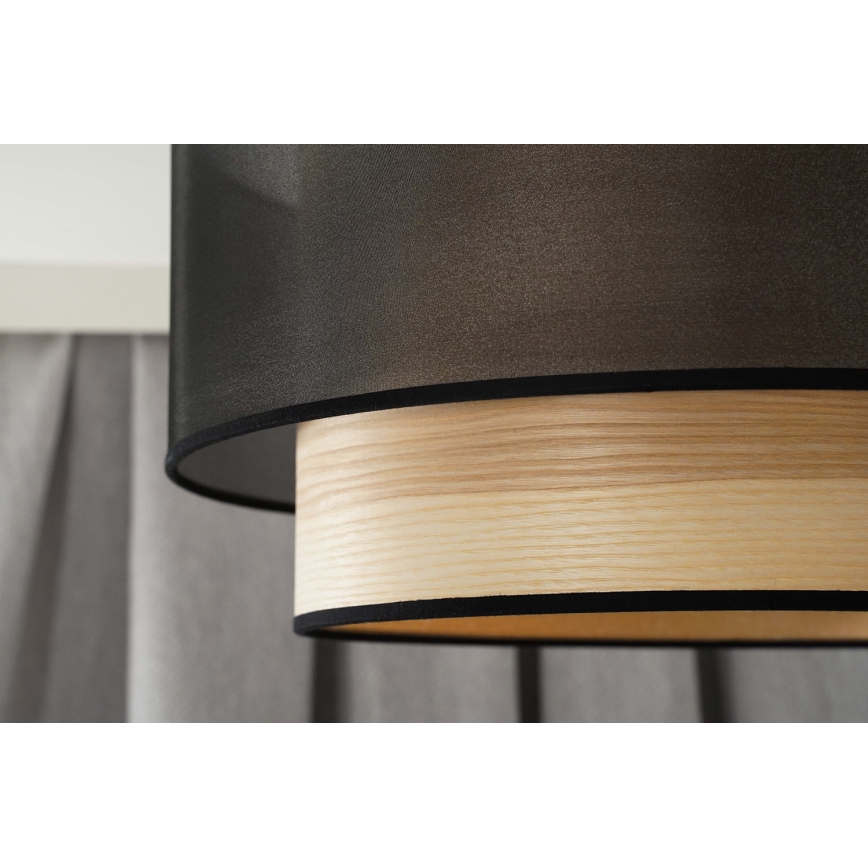 Duolla - Bevestigde hanglamp WOOD BOHO 1xE27/15W/230V diameter 45 cm zwart/beige