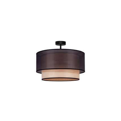 Duolla - Bevestigde hanglamp WOOD BOHO 1xE27/15W/230V diameter 45 cm zwart/beige