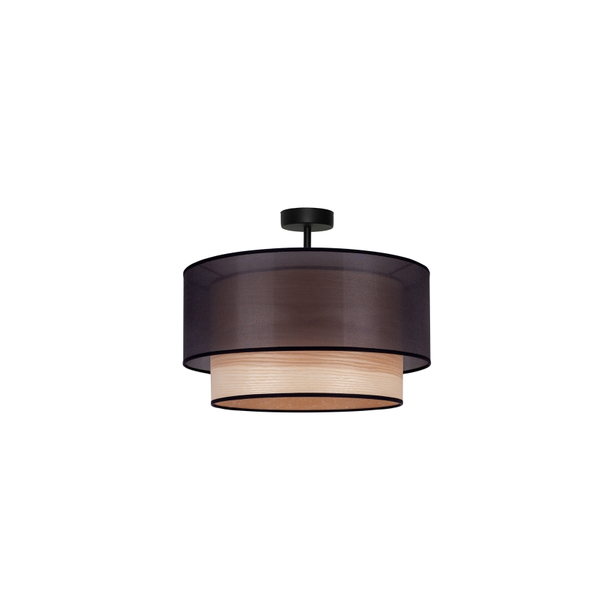 Duolla - Bevestigde hanglamp WOOD BOHO 1xE27/15W/230V diameter 45 cm zwart/beige