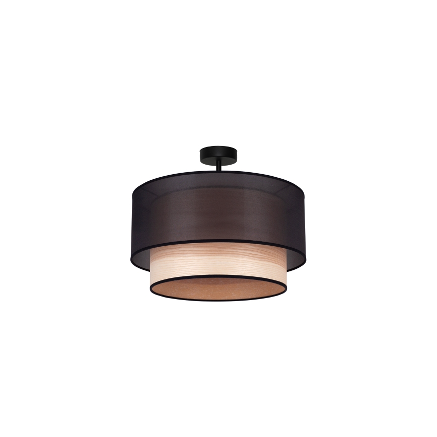 Duolla - Bevestigde hanglamp WOOD BOHO 1xE27/15W/230V diameter 45 cm zwart/beige