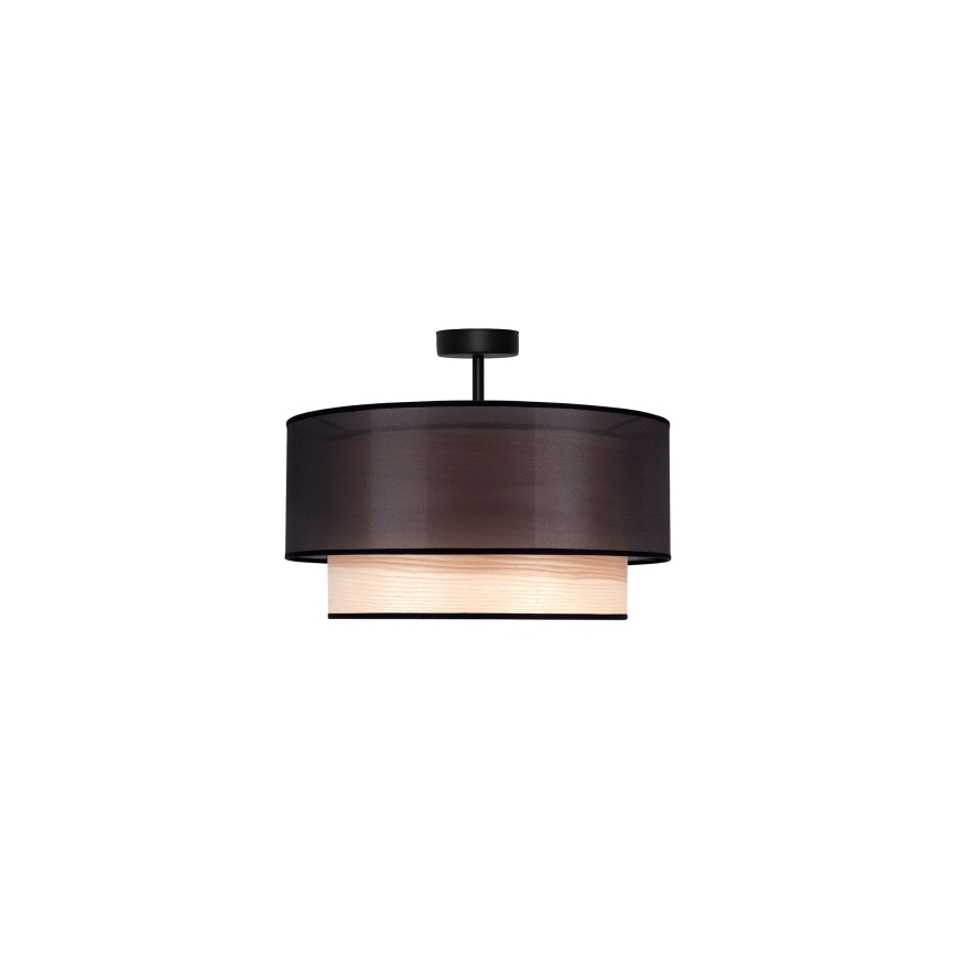 Duolla - Bevestigde hanglamp WOOD BOHO 1xE27/15W/230V diameter 45 cm zwart/beige