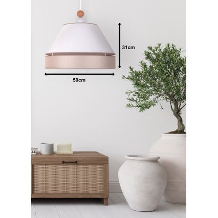 Duolla - Hanglamp aan een koord AVIGNON 1xE27/15W/230V diameter 50 cm wit/beige