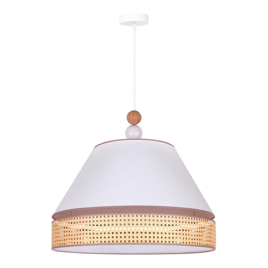 Duolla - Hanglamp aan een koord AVIGNON 1xE27/15W/230V diameter 50 cm wit/rotan