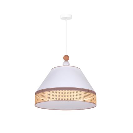 Duolla - Hanglamp aan een koord AVIGNON 1xE27/15W/230V diameter 50 cm wit/rotan