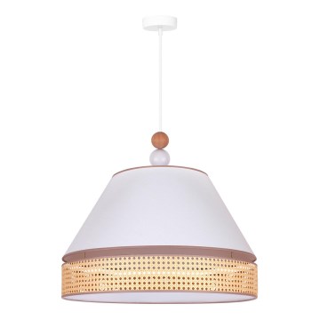 Duolla - Hanglamp aan een koord AVIGNON 1xE27/15W/230V diameter 60 cm wit/rotan