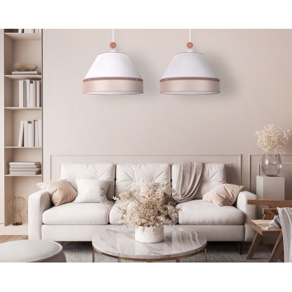 Duolla - Hanglamp aan een koord AVIGNON 2xE27/15W/230V wit/beige