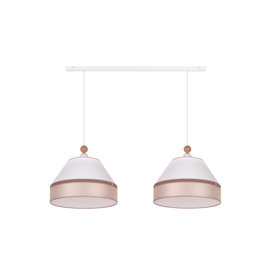 Duolla - Hanglamp aan een koord AVIGNON 2xE27/15W/230V wit/beige