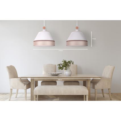 Duolla - Hanglamp aan een koord AVIGNON 2xE27/15W/230V wit/beige