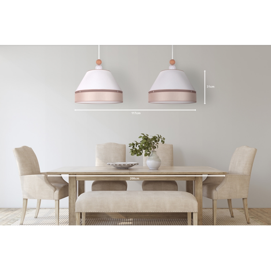 Duolla - Hanglamp aan een koord AVIGNON 2xE27/15W/230V wit/beige