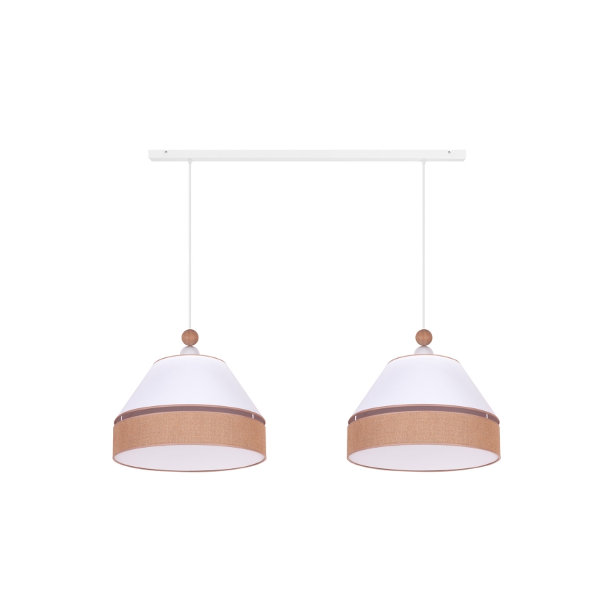 Duolla - Hanglamp aan een koord AVIGNON 2xE27/15W/230V wit/bruin