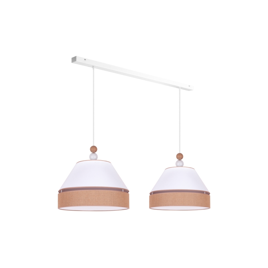 Duolla - Hanglamp aan een koord AVIGNON 2xE27/15W/230V wit/bruin