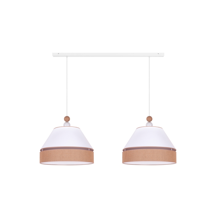 Duolla - Hanglamp aan een koord AVIGNON 2xE27/15W/230V wit/bruin
