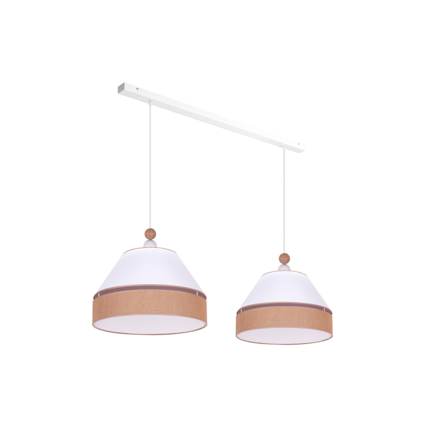 Duolla - Hanglamp aan een koord AVIGNON 2xE27/15W/230V wit/bruin