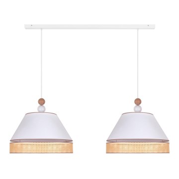 Duolla - Hanglamp aan een koord AVIGNON 2xE27/15W/230V wit/rotan