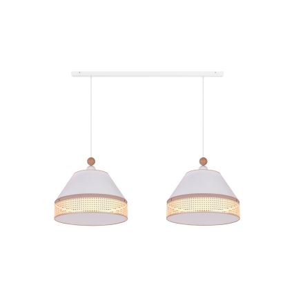 Duolla - Hanglamp aan een koord AVIGNON 2xE27/15W/230V wit/rotan