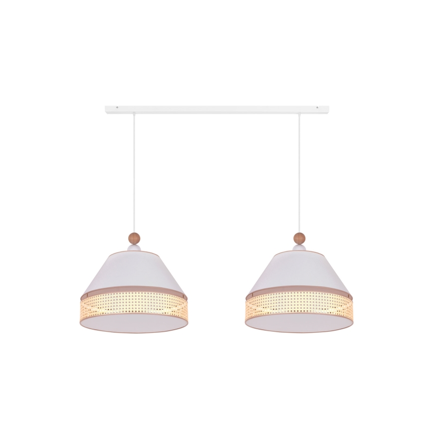 Duolla - Hanglamp aan een koord AVIGNON 2xE27/15W/230V wit/rotan