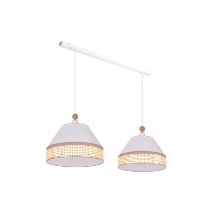 Duolla - Hanglamp aan een koord AVIGNON 2xE27/15W/230V wit/rotan