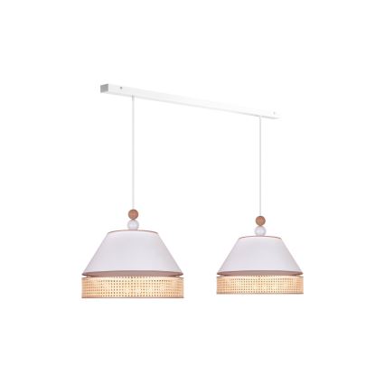 Duolla - Hanglamp aan een koord AVIGNON 2xE27/15W/230V wit/rotan