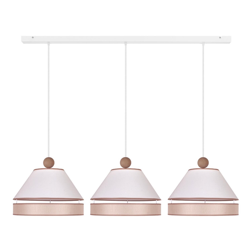 Duolla - Hanglamp aan een koord AVIGNON 3xE27/15W/230V wit/beige