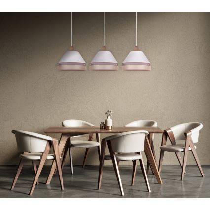 Duolla - Hanglamp aan een koord AVIGNON 3xE27/15W/230V wit/beige