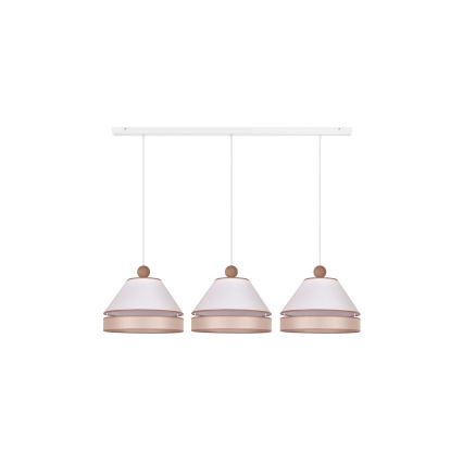 Duolla - Hanglamp aan een koord AVIGNON 3xE27/15W/230V wit/beige