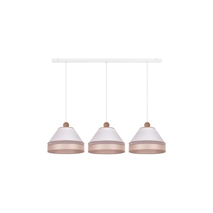 Duolla - Hanglamp aan een koord AVIGNON 3xE27/15W/230V wit/beige